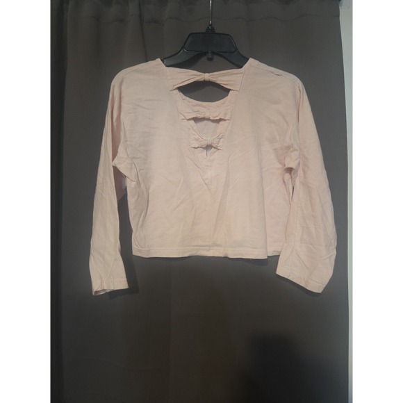 Stefano World Wide Pink Long Sleeve Crop Top, Vtg Women's‎ M, Keyhole Bow Design - Picture 2 of 6